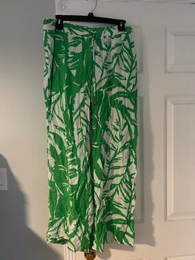 Lilly Pulitzer Green and White Wide Leg Pants